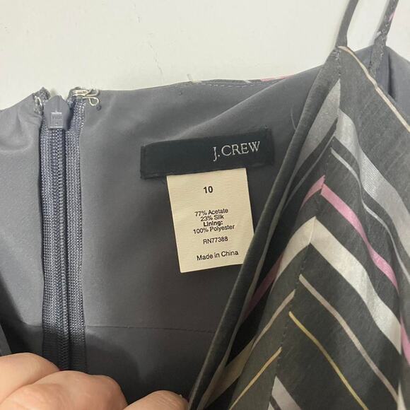 Vintage Y2K J. Crew gray and pink chevron midi dress silk blend size 10‎ - Picture 4 of 4